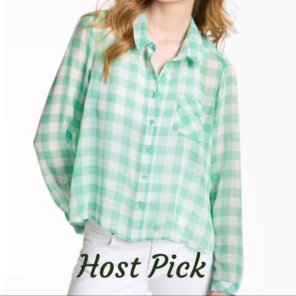🌟2XHP🌟Free People Boxy Gingham Check Top